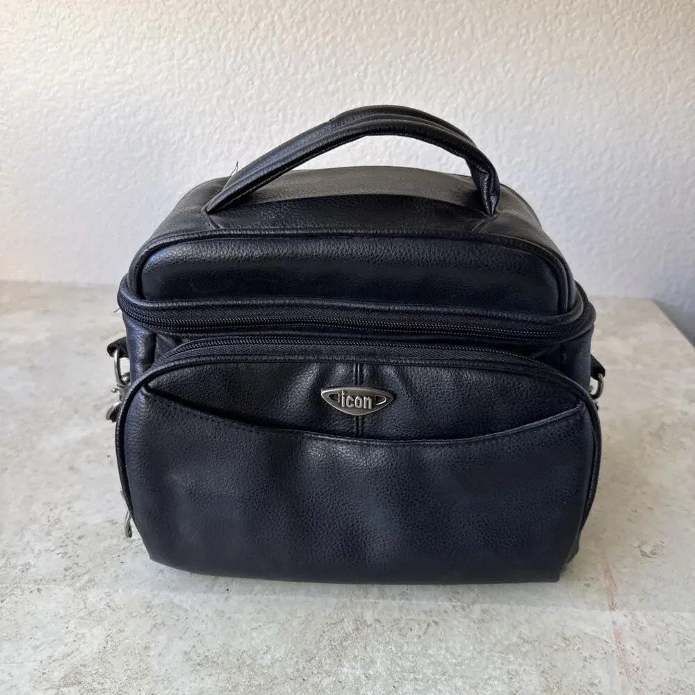 ICON Faux Leather Camera Bag Detachable Adjustable Shoulder Strap Storage Divide